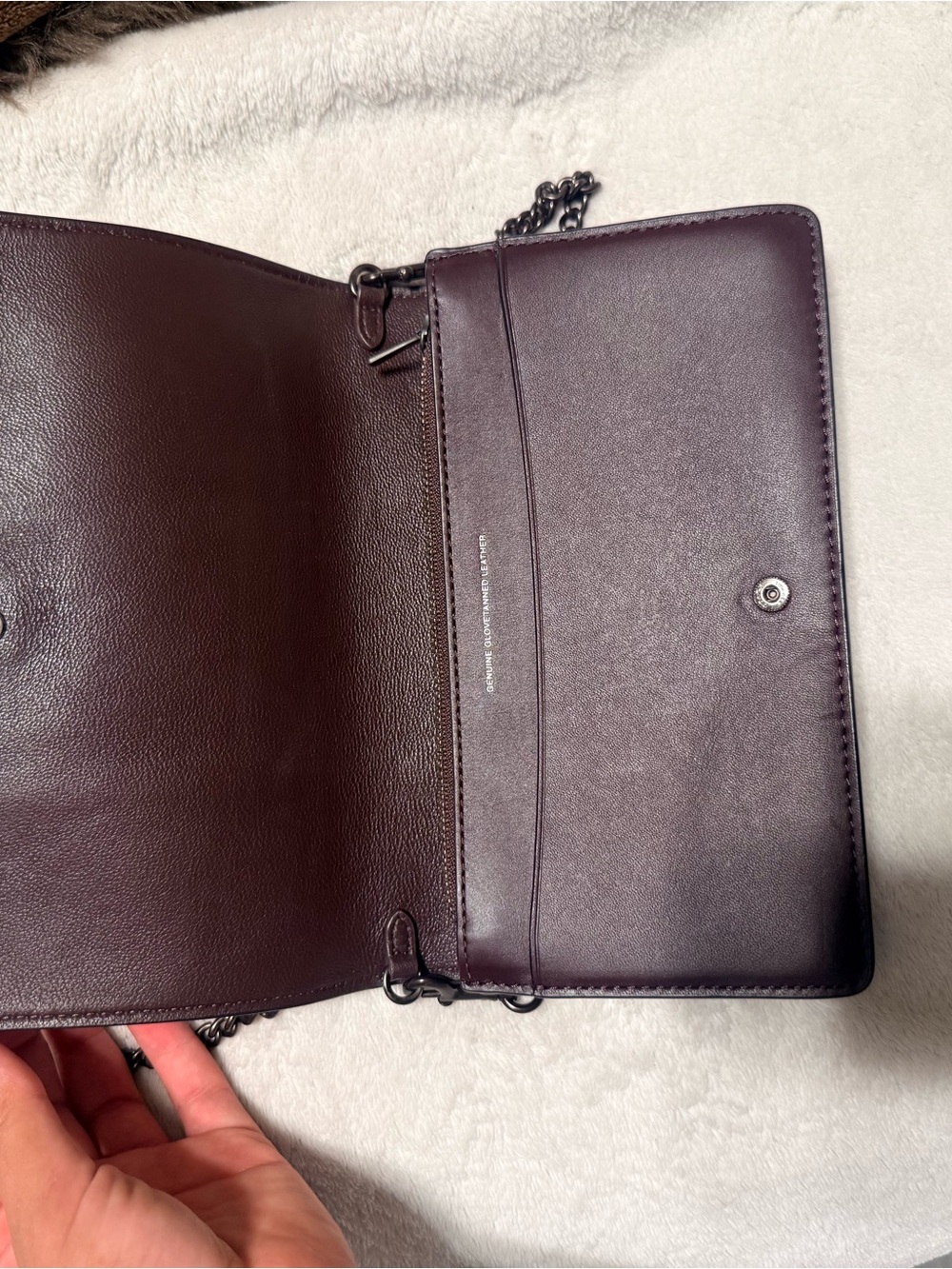 Coach Callie Fold Over Snakeskin Chain Crossbody Wallet — Brown - Picture 5 of 5